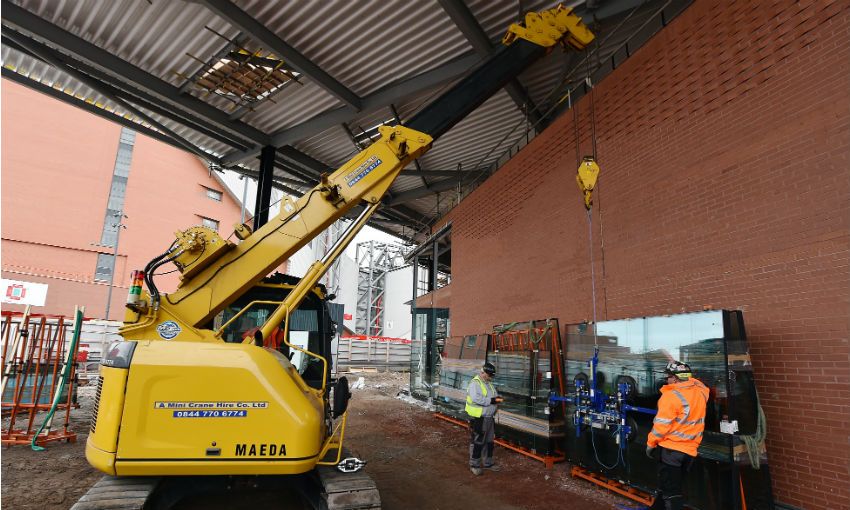 Glass installed at Anfield's new retail store