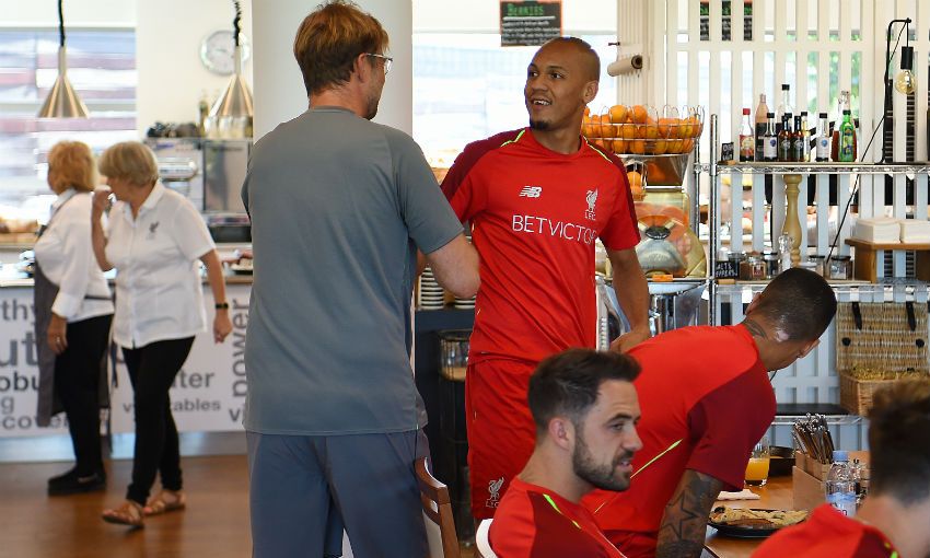 Liverpool FC players at Melwood in pre-season training
