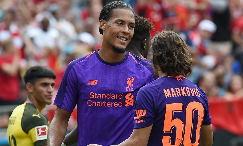 Virgil van Dijk scores for Liverpool against Borussia Dortmund in the International Champions Cup in Charlotte.