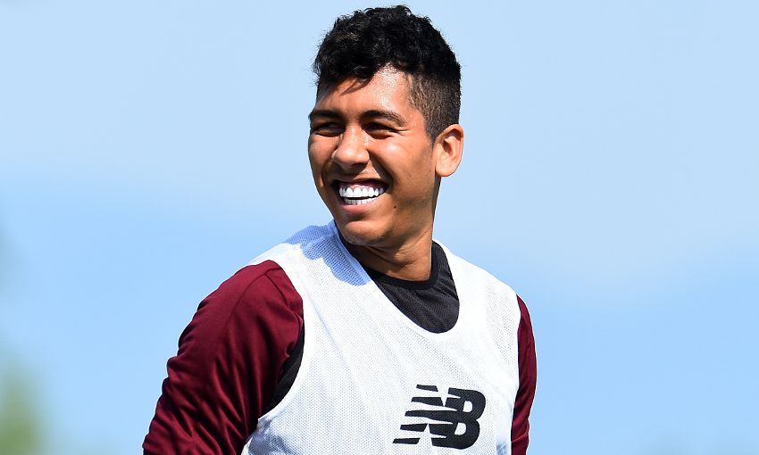 Roberto Firmino of Liverpool trains in Evian, France.