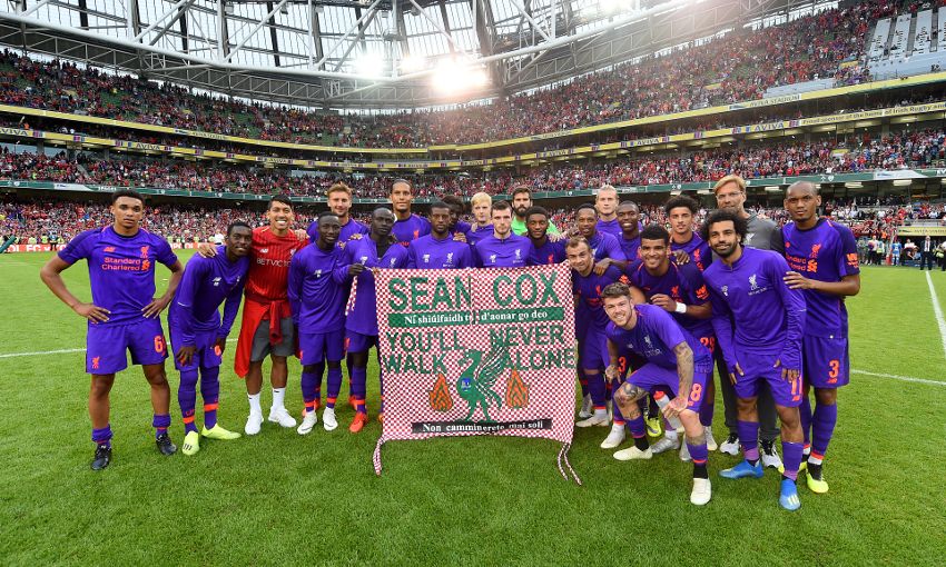 Liverpool show support for Sean Cox in Dublin