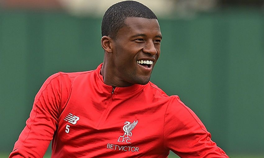 Gini Wijnaldum of Liverpool FC in training at Melwood, August 2018