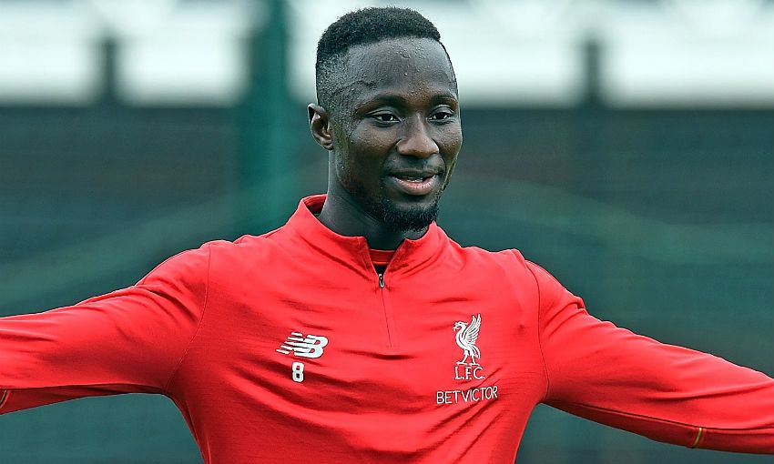 Naby Keita of Liverpool FC in training at Melwood