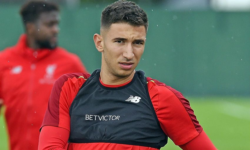 Marko Grujic of Liverpool FC in training at Melwood