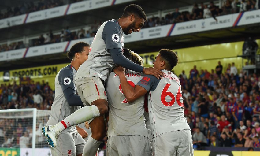 Liverpool celebrate their goal at Crystal Palace