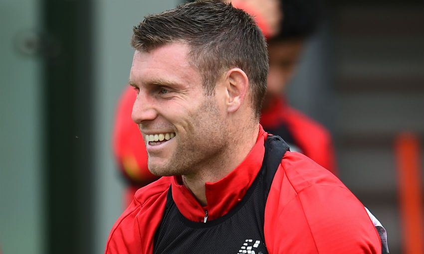 James Milner of Liverpool FC in training at Melwood