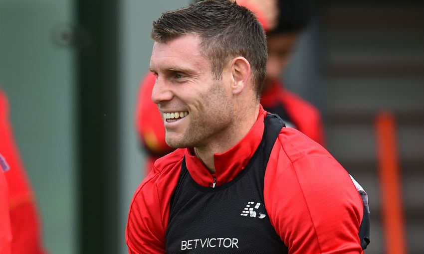 James Milner of Liverpool FC in training at Melwood