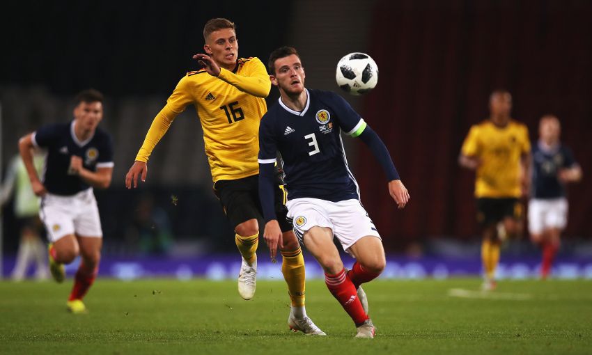 Andy Robertson in action for Scotland v Belgium