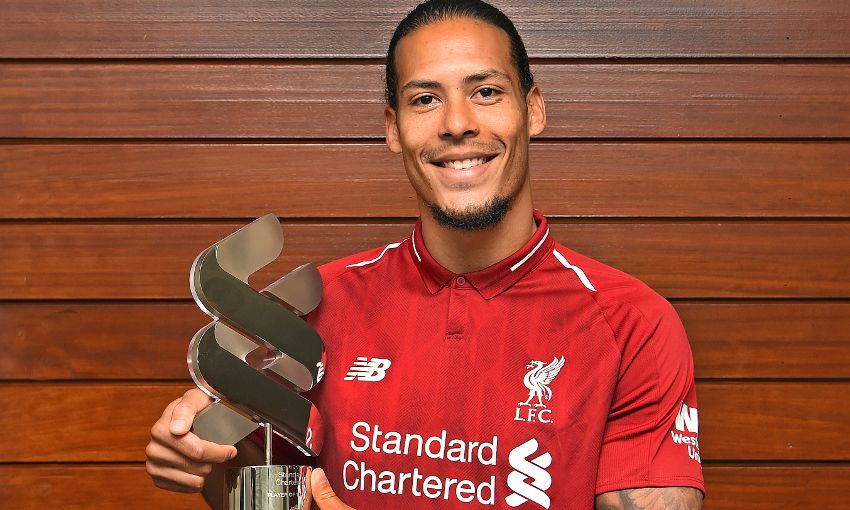 Virgil van Dijk is named Liverpool's Standard Chartered Player of the Month for August 2018