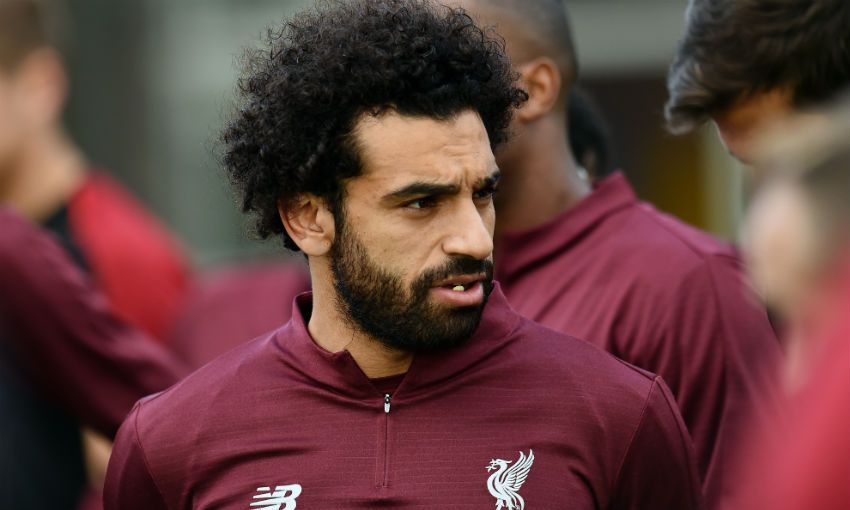 Mohamed Salah of Liverpool FC in training at Melwood