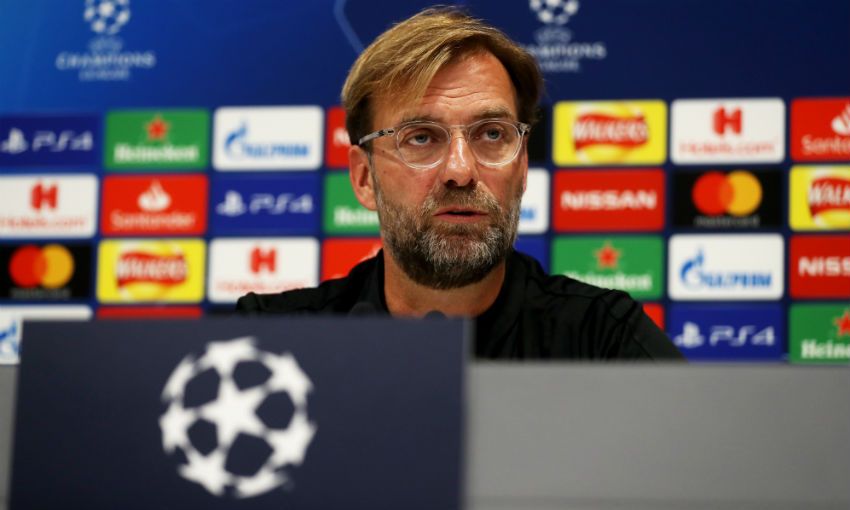 Jürgen Klopp, Liverpool FC manager, during a press conference at Anfield