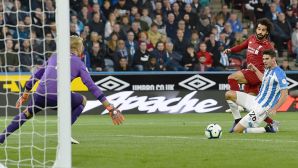 Salah opens the scoring against Huddersfield