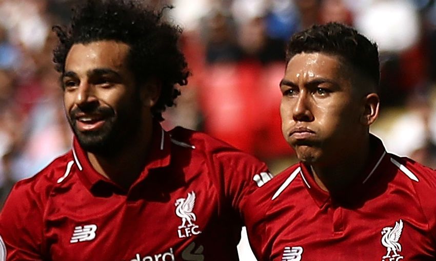 Mohamed Salah and Roberto Firmino of Liverpool FC