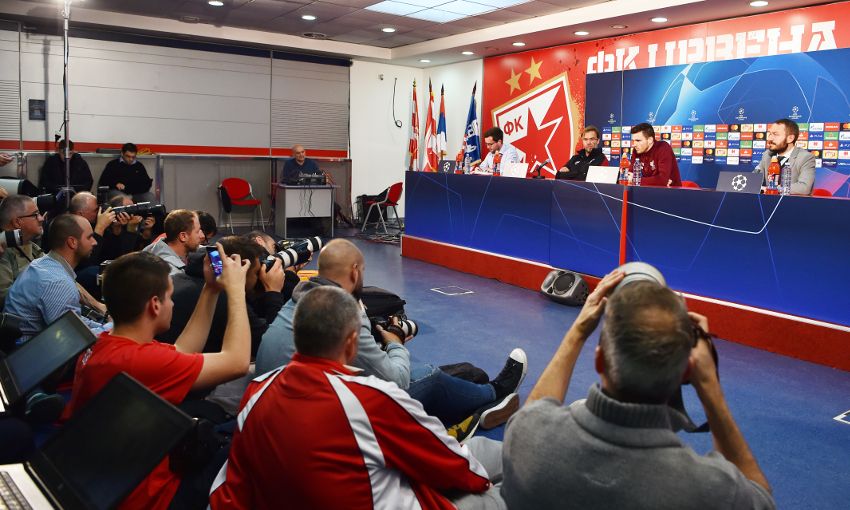 Liverpool hold a press conference in Belgrade
