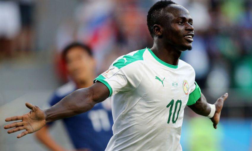 Sadio Mane of Liverpool FC in action for Senegal at 2018 World Cup