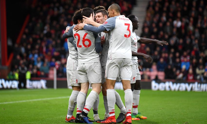 Liverpool celebrate against Bournemouth