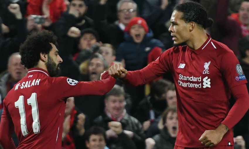Virgil van Dijk and Mohamed Salah of Liverpool FC