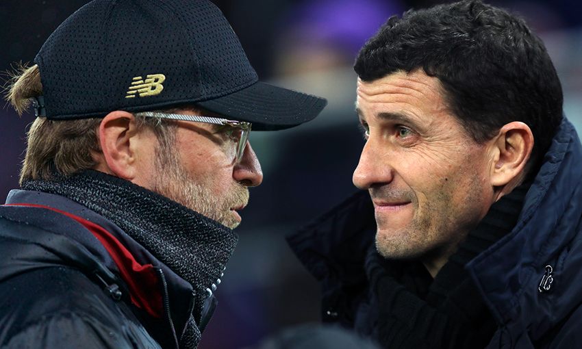 Liverpool manager Jürgen Klopp and Watford boss Javi Gracia