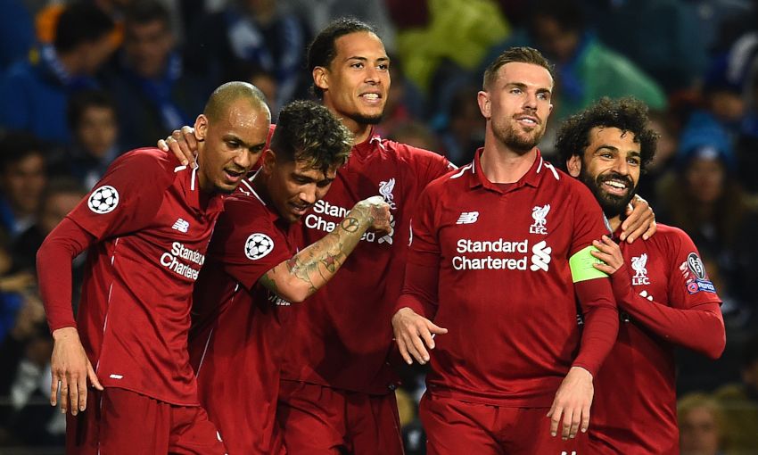 Liverpool celebrate a goal against FC Porto