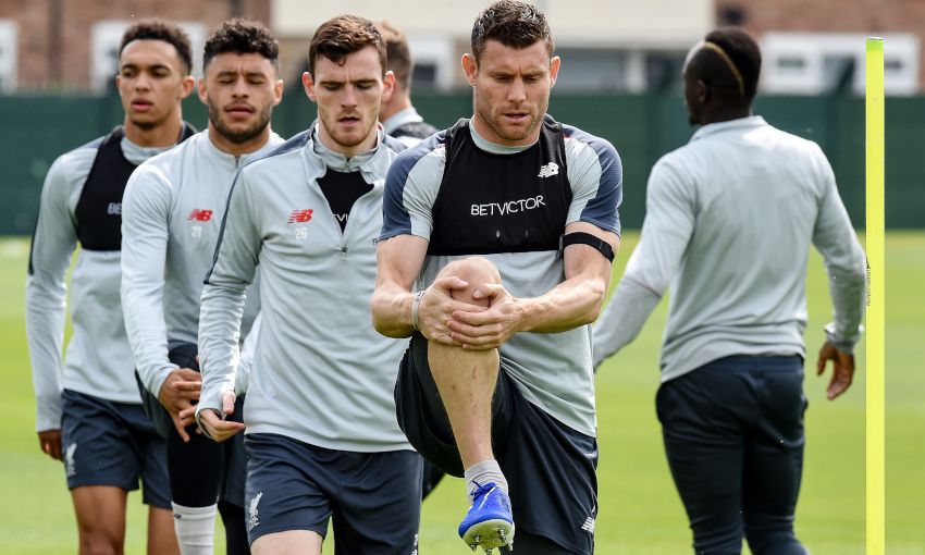 James Milner in Liverpool training at Melwood
