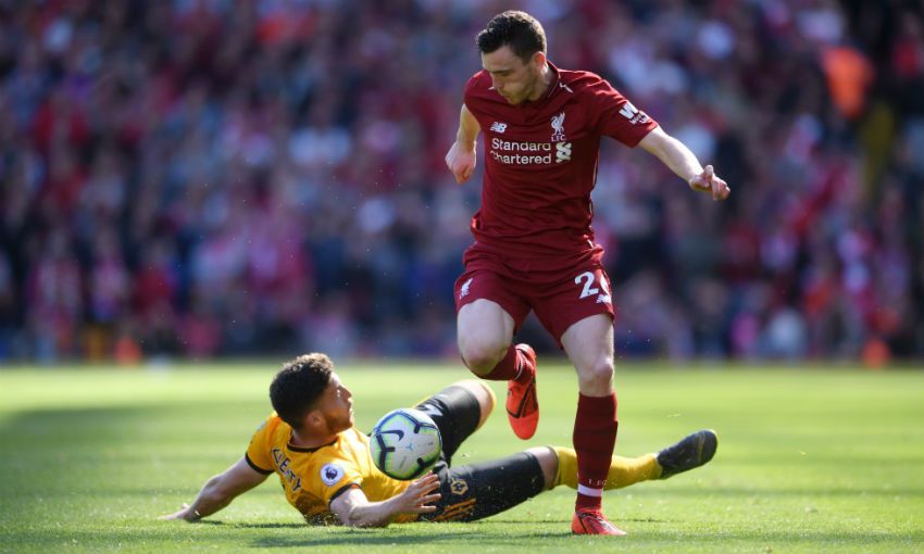 Andy Robertson against Wolves