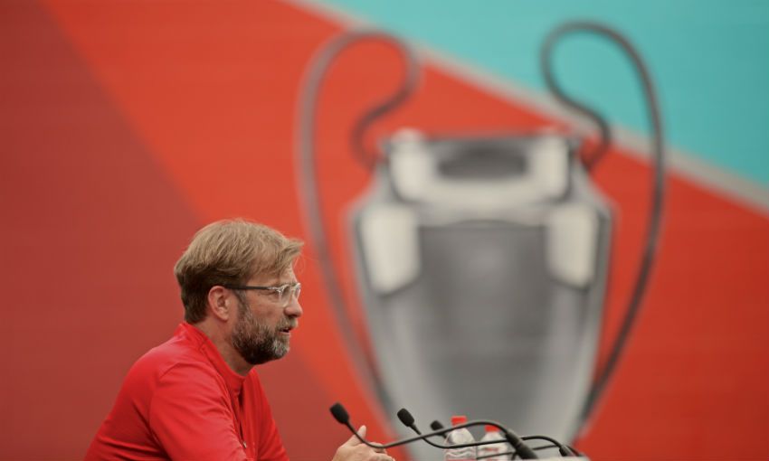 Jürgen Klopp, Liverpool FC manager, at Champions League final media day at Melwood