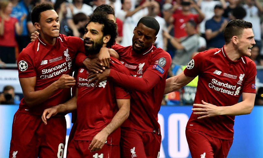 Liverpool FC celebrate Mohamed Salah's goal in 2019 Champions League final