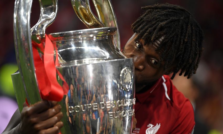 Divock Origi with the Champions League trophy