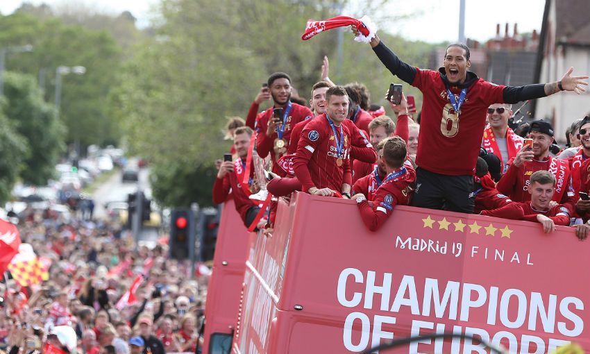 Virgil van Dijk Liverpool's Champions League parade