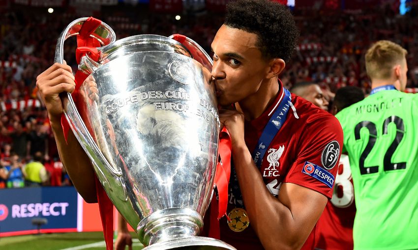 Trent Alexander-Arnold with the European Cup