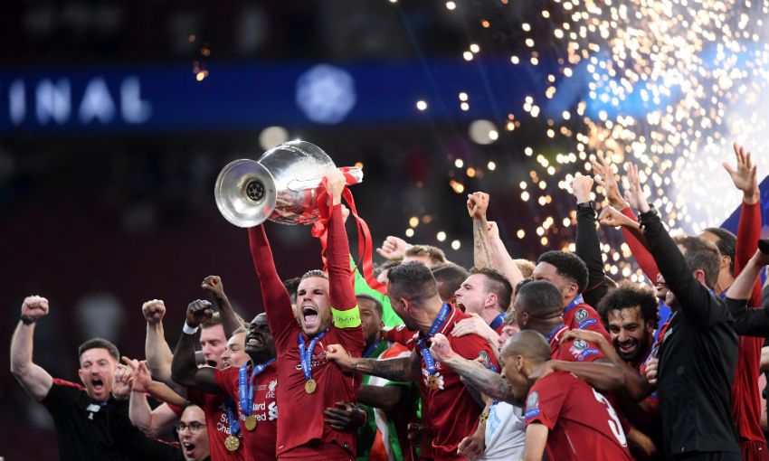 Jordan Henderson lifts Champions League trophy