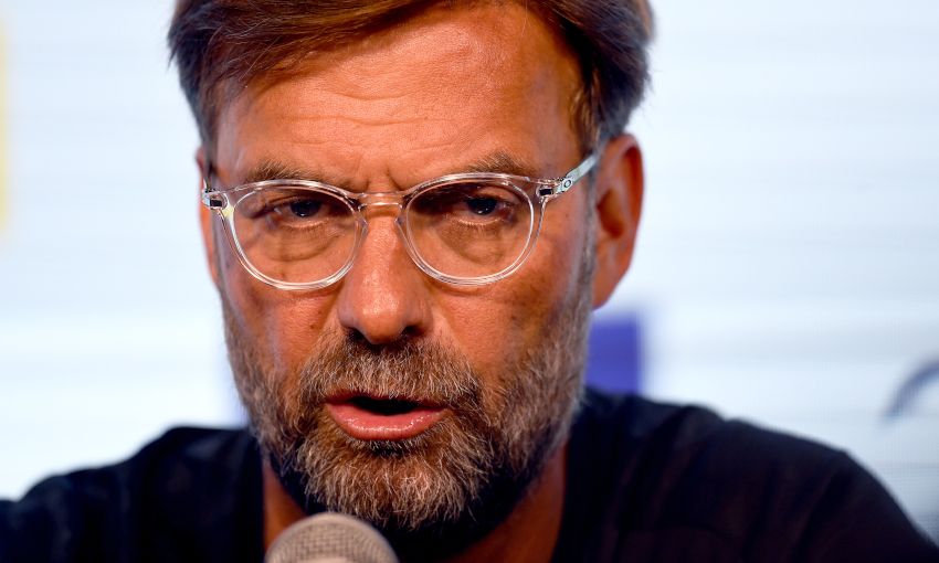 Jürgen Klopp at a press conference in Indiana