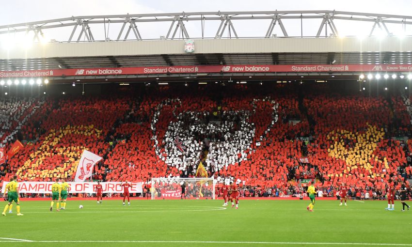 Photos Kop Marks Anfield Return With European Cup Mosaic Liverpool Fc