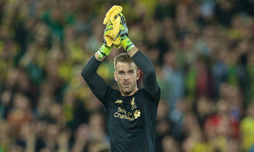 Adrian applauds the Liverpool fans at Anfield