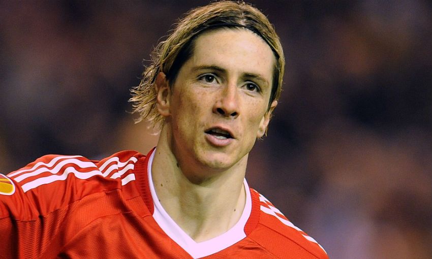 Fernando Torres celebrates a goal for Liverpool FC