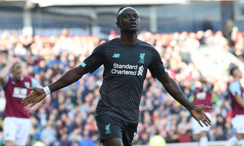 Sadio Mane celebrates scoring against Burnley