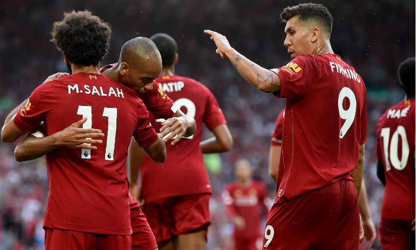 Mohamed Salah celebrates goal in Liverpool v Arsenal