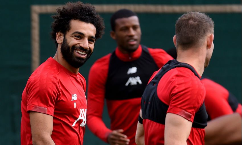 Mohamed Salah of Liverpool FC in training at Melwood