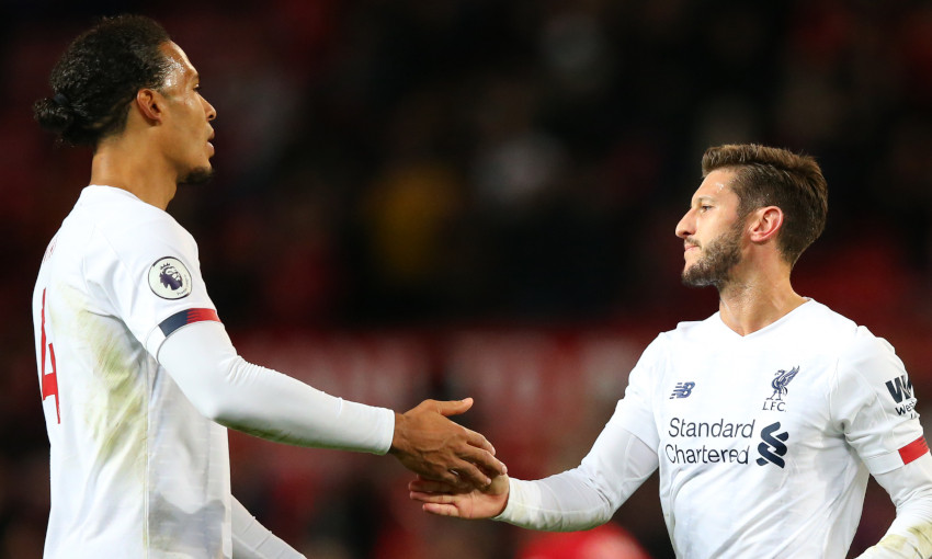 Virgil van Dijk and Adam Lallana at Old Trafford