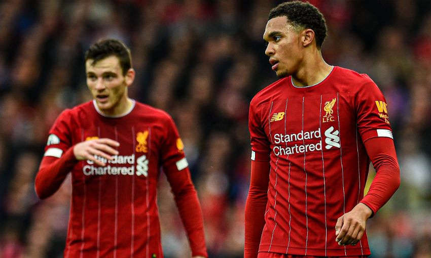 Trent Alexander-Arnold and Andy Robertson of Liverpool FC