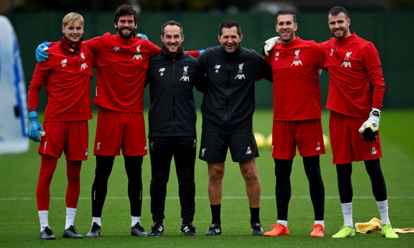 Liverpool goalkeepers training at Melwood