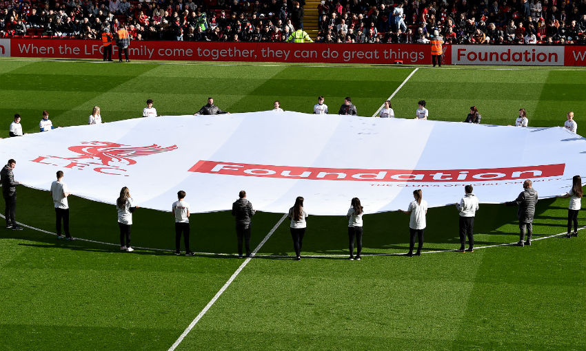Center circle before the friendly match between Liverpool FC Legends and AC Milan Glorie at Anfield on March 23, 2019 in Liverpool, England.