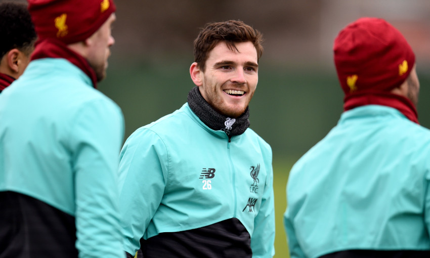 Andy Robertson in training at Melwood