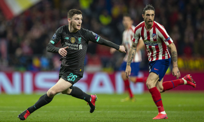 Andy Robertson in action against Atletico Madrid