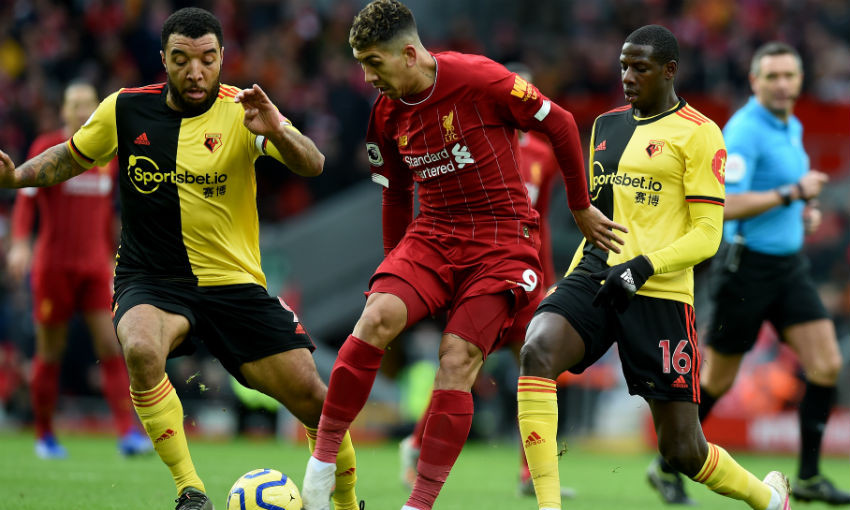 Roberto Firmino in action during Liverpool FC v Watford