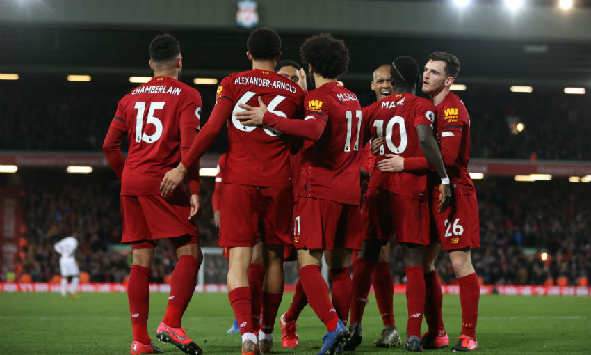 Liverpool FC celebrate goal against West Ham United