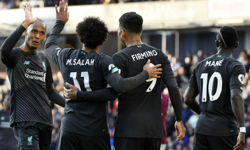 Roberto Firmino celebrates goal for Liverpool FC v Burnley