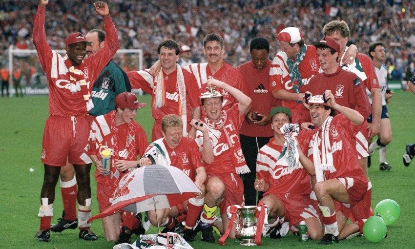 Liverpool celebrate winning the 1992 FA Cup