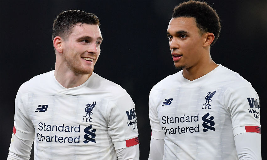 Andy Robertson and Trent Alexander-Arnold of Liverpool FC