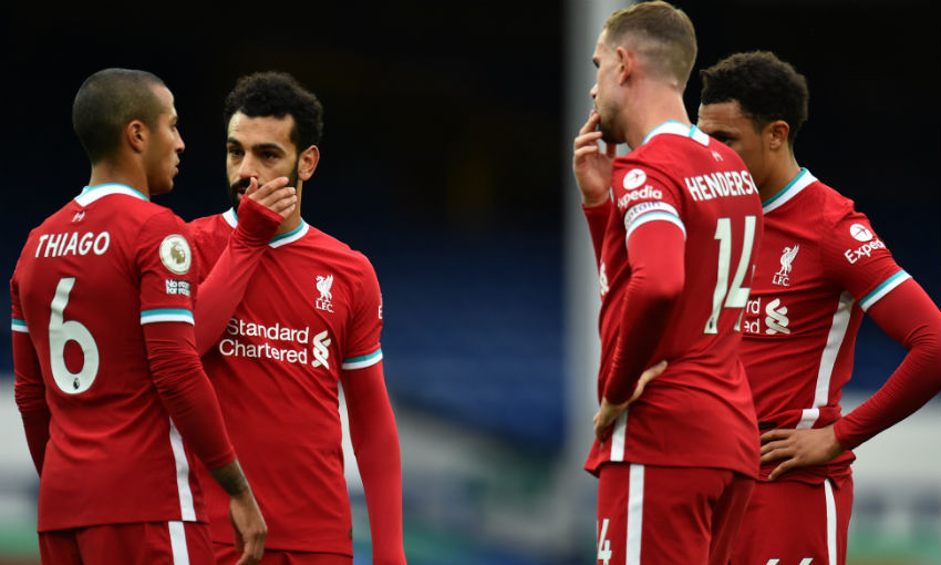 Thiago Alcantara, Mohamed Salah, Jordan Henderson and Trent Alexander-Arnold of Liverpool FC
